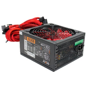 Блок питания "Ginzzu" PC800 14CM(Red) 80+ black,APFC,24+4p,4 PCI-E(6+2), 7*SATA, 4*IDE,оплетка, кабе