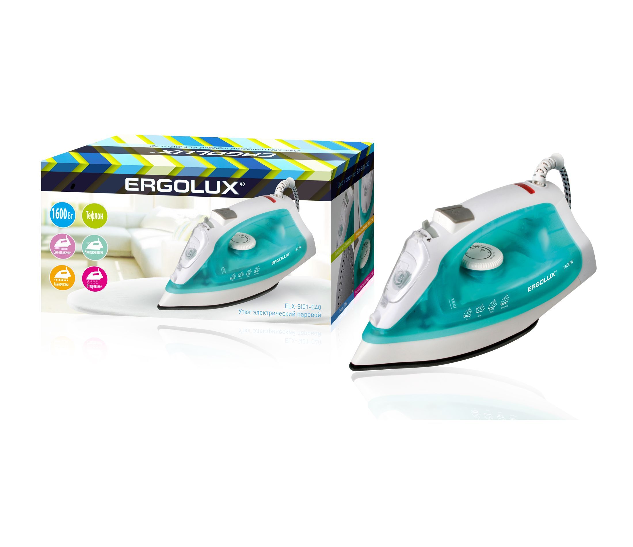 Утюг "Ergolux" ELX-SI01-C40 аквамарин