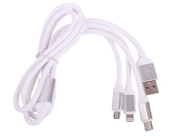 Кабель "Smartbuy" (iK-312 white) 3 в 1 MICROUSB+TYPE-C+8 PIN 1 м