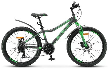 Велосипед "Stels" Navigator-410 MD 24" 21-SP V010*LU091556*LU082934 *12" Чёрный/зелёный