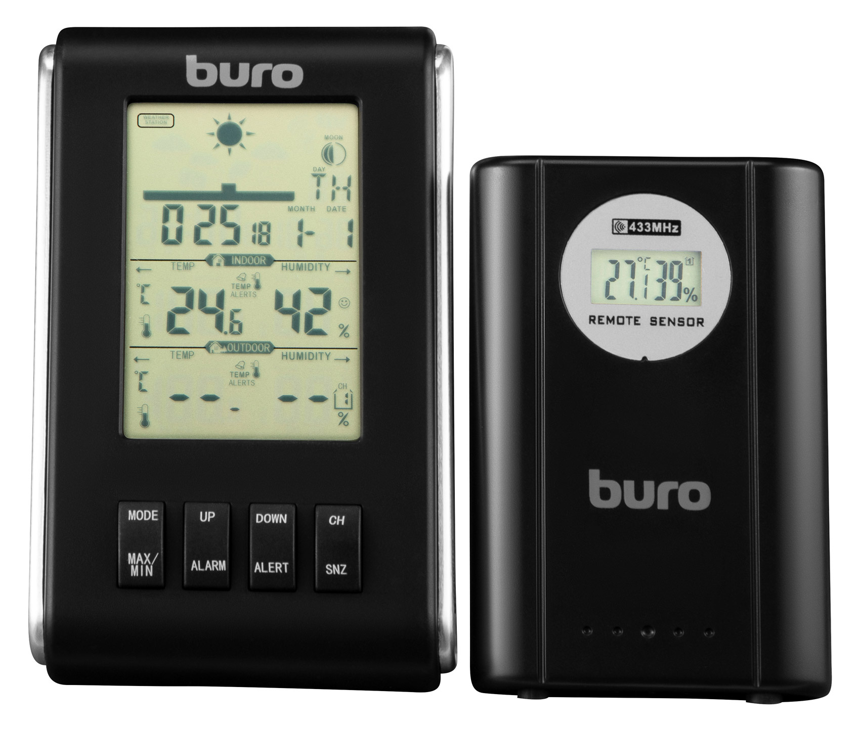 Метеостанция "Buro" H103G серебристый/черный
