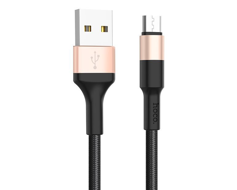 Кабель "Hoco" (6957531080213) X26 USB (m)-microUSB (m) 1.0м - черный/золотой