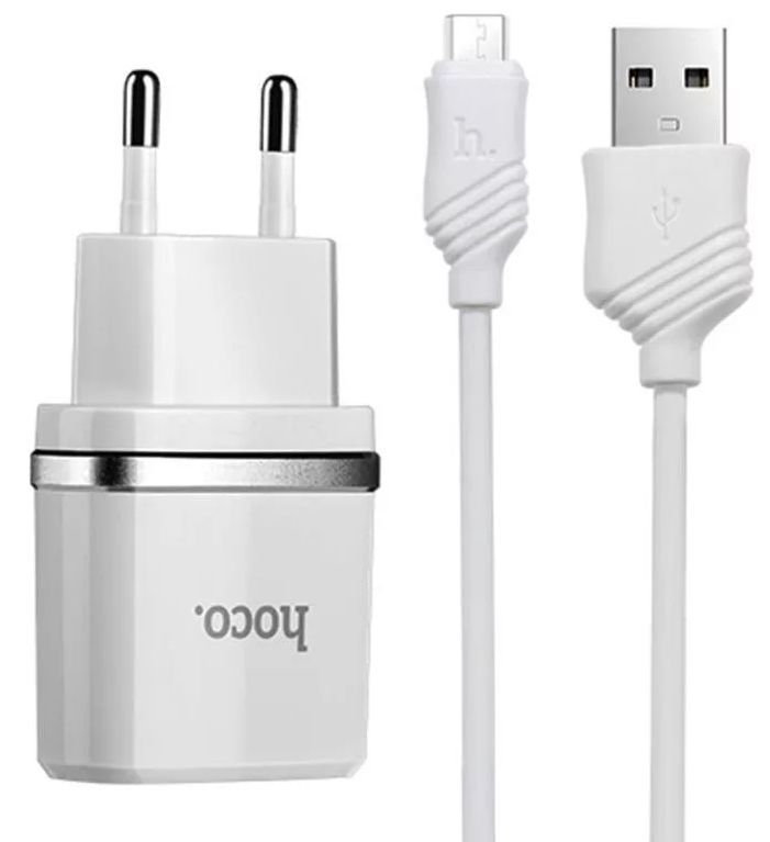 СЗУ "HOCO" (6957531047742) C11 1USB 1A MICRO USB 1м белый