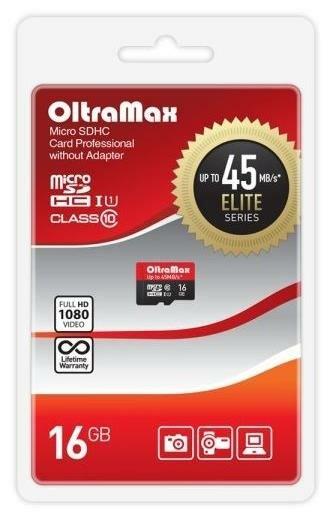 Карта памяти "Oltramax" MicroSDHC 16GB Class 10 UHS-1 Elite [OM016GCSDHC10UHS-1-E