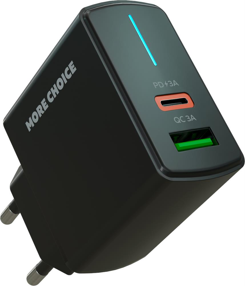 СЗУ "MORE CHOICE" (4610196409943) NC61 1USB+1USB-C 3.0A PD 20W+QC3.0 быстрая зарядка