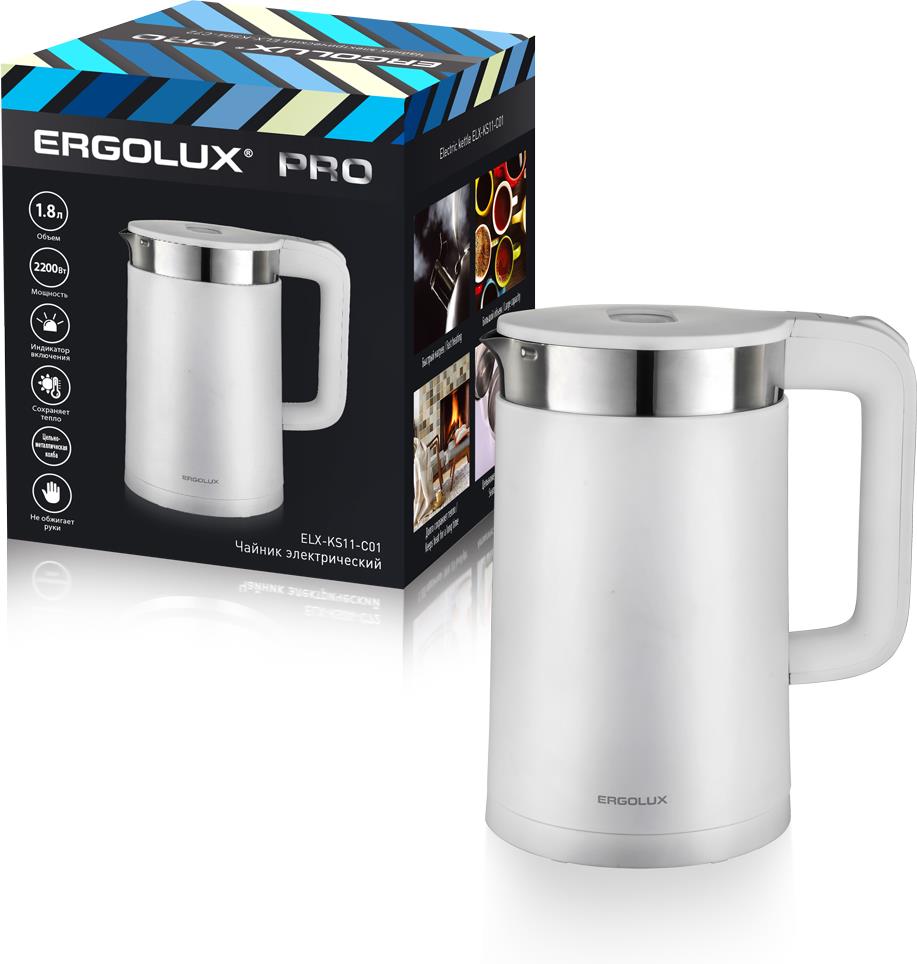 Чайник "Ergolux" ELX-KS11-C01 белый PRO 15329
