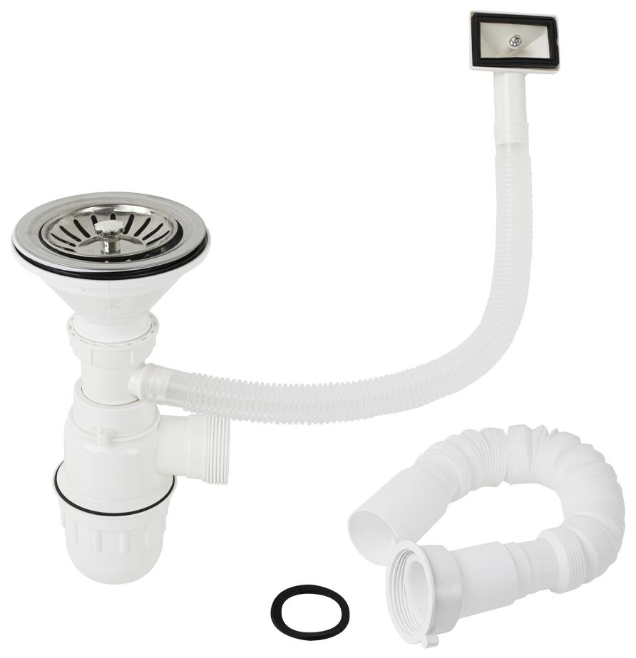 Мойка "Fabia" 62274R 80х50,наклад правая 0.6 мм + большой сифон с переливом