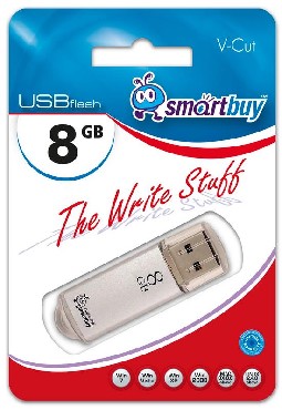 Флеш-диск "Smartbuy" 8GB V-CUT SILVER