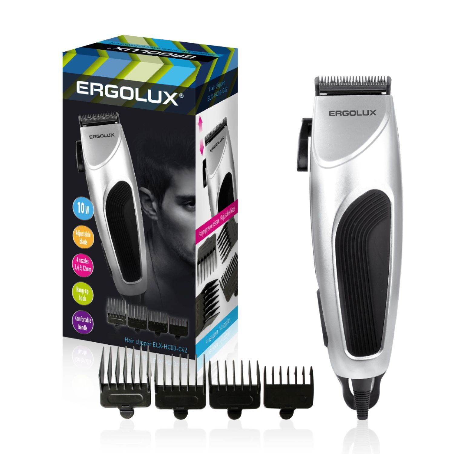 Машинка для стрижки "Ergolux" ELX-HC03-C42 серебр.